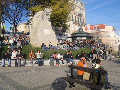 Lisbon Adamastor gathering place Tagus River